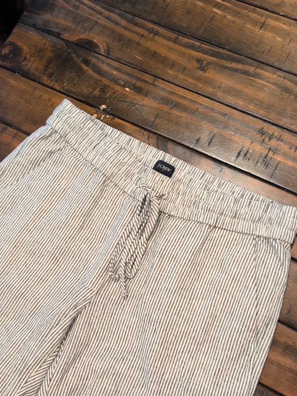 J. Crew Striped Linen Cotton Blend Drawstring Pants - Picture 4 of 8
